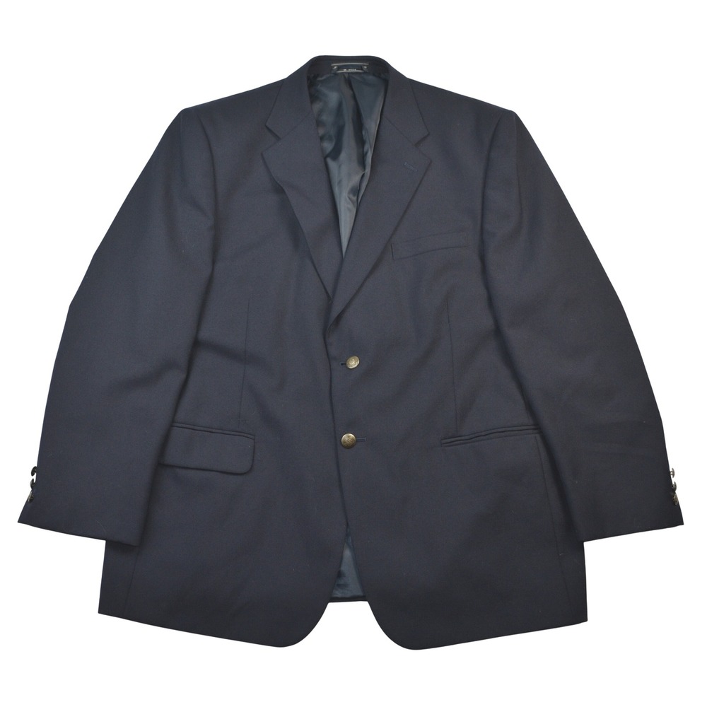Vintage CROSS & WINSOR Mens Navy Wool Blend Blazer Sport Coat Size‎ 46R